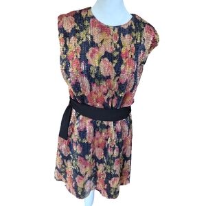 Zara Floral Sequin Dress - Black, Pink, Gold